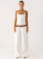 Johnny Low Rise Wide Leg Denim Jeans - White