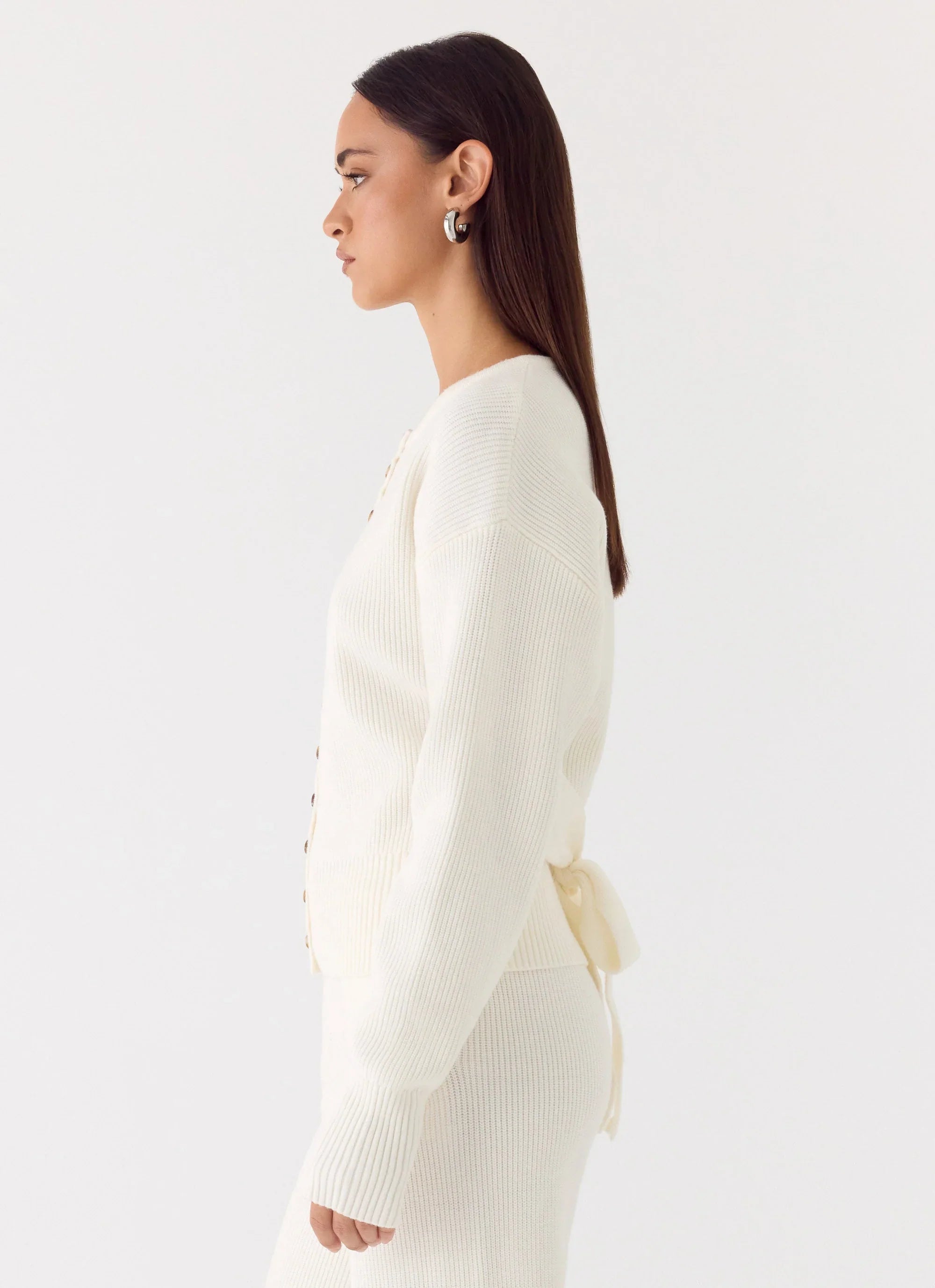 Harrison Cinched Knit Cardigan - Ivory
